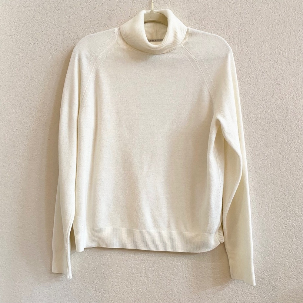 Mercer Street Studio Womens Cream‎ Ivory Turtleneck Sweater Size L 100 Acrylic